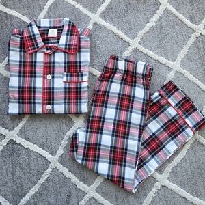 J. Crew Plaid Cotton Pajama Set in Red, White & Navy